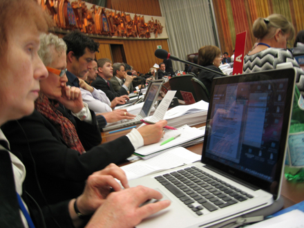 From the floor with Barbara Stratton (IFLA) and Janice Pilch (LCA) on 15 December 2009 (first and second from the left)