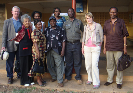 IFLA/FAIFE Workshop facilitators (Paul Sturges, Marta Terry and Shane Godbolt) and KEN-AHILA members visit Oloishobor Dispensary, Ngong District, Kenya during the pilot workshop on Public Access to Health Information Through Libraries