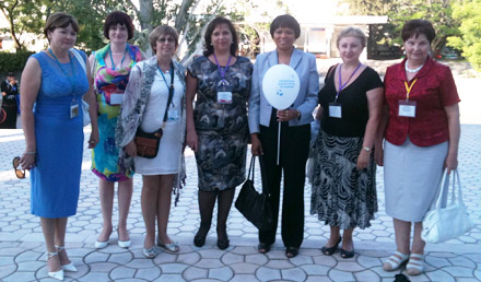 Ellen Tise with representatives from the Ukrainian Library Association
