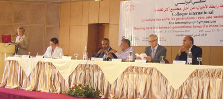 Ingrid Parent (far left) speaking at the symposium in Hamammet, Tunisia