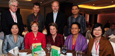 IFLA Secretary General (in red), along with other When Nations Remember attendees