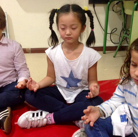 Mindfulness in classroom; Photo by Marie Curtis