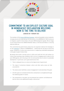 First page of the Culture 2030 Goal Statement post-MONDIACULT
