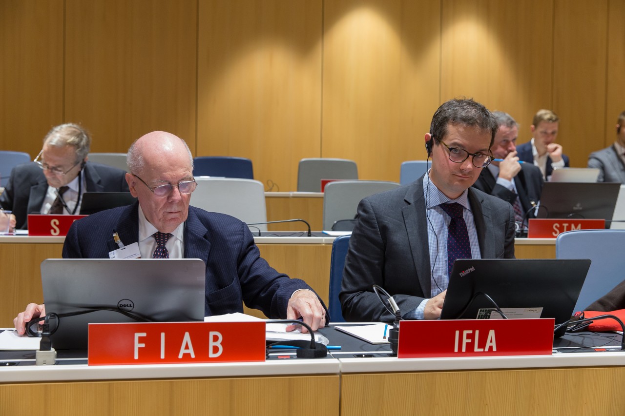 Winston Tabb, head of the IFLA delegation to SCCR, and Stephen Wyber, manager, policy and advocacy, IFLA