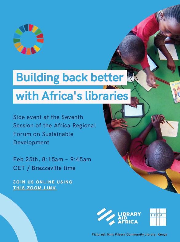 Flyer for side event at the UN African Regional Forum on Sustainable Development - Building Back Better with Africa's libraries