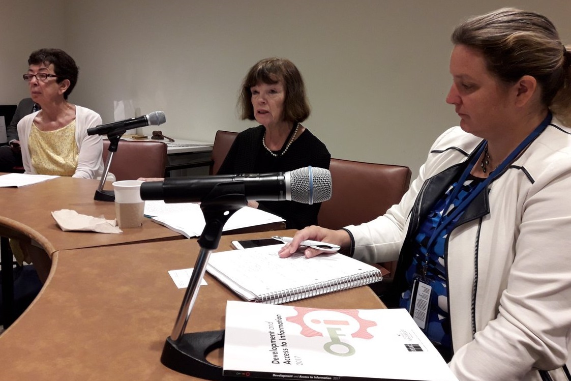 IFLA President, Donna Scheeder with Nancy Hafkin (left) and Quinn McKew (right) during the DA2I Side Event at the HLPF