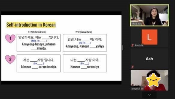 Self introduction in Korean language course for teens