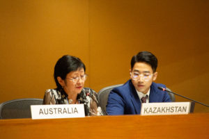 Botakoz Sarsenbayeva (Kazakhstan) speaking at the UN ESCAP Seminar